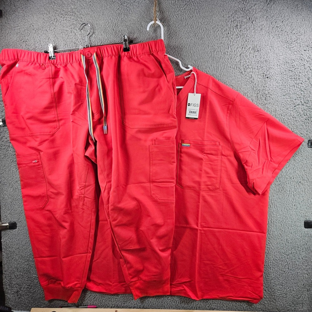 FIGS Pride‎ Leon Scrub Top 6XL Tairo Jogger Scrub Pants 5XLS Red Set NWT